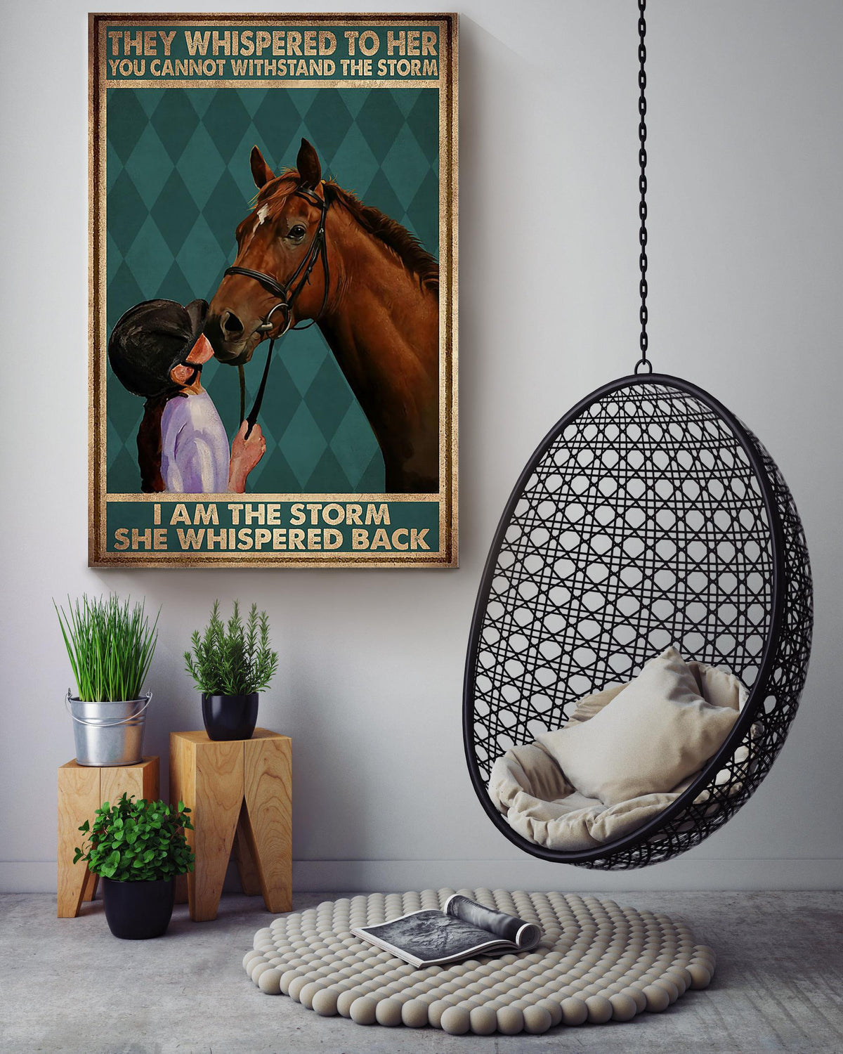 Horse Rider They Whispered To Her Motivation Quote Wall Art Gift For Cow Girl Canvas Framed Prints, Canvas