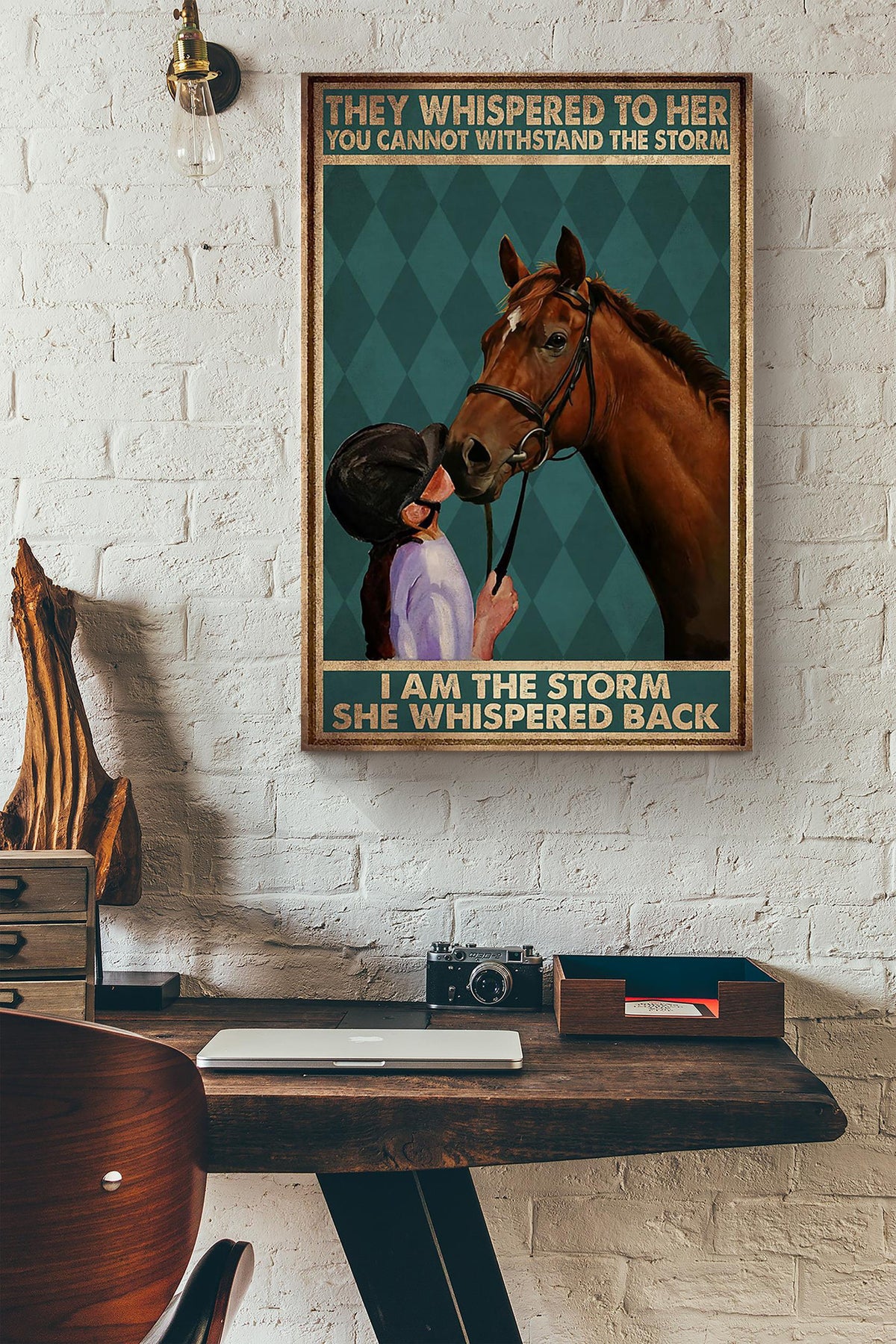 Horse Rider They Whispered To Her Motivation Quote Wall Art Gift For Cow Girl Canvas Framed Prints, Canvas