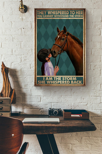 Horse Rider They Whispered To Her Motivation Quote Wall Art Gift For Cow Girl Canvas Framed Prints, Canvas
