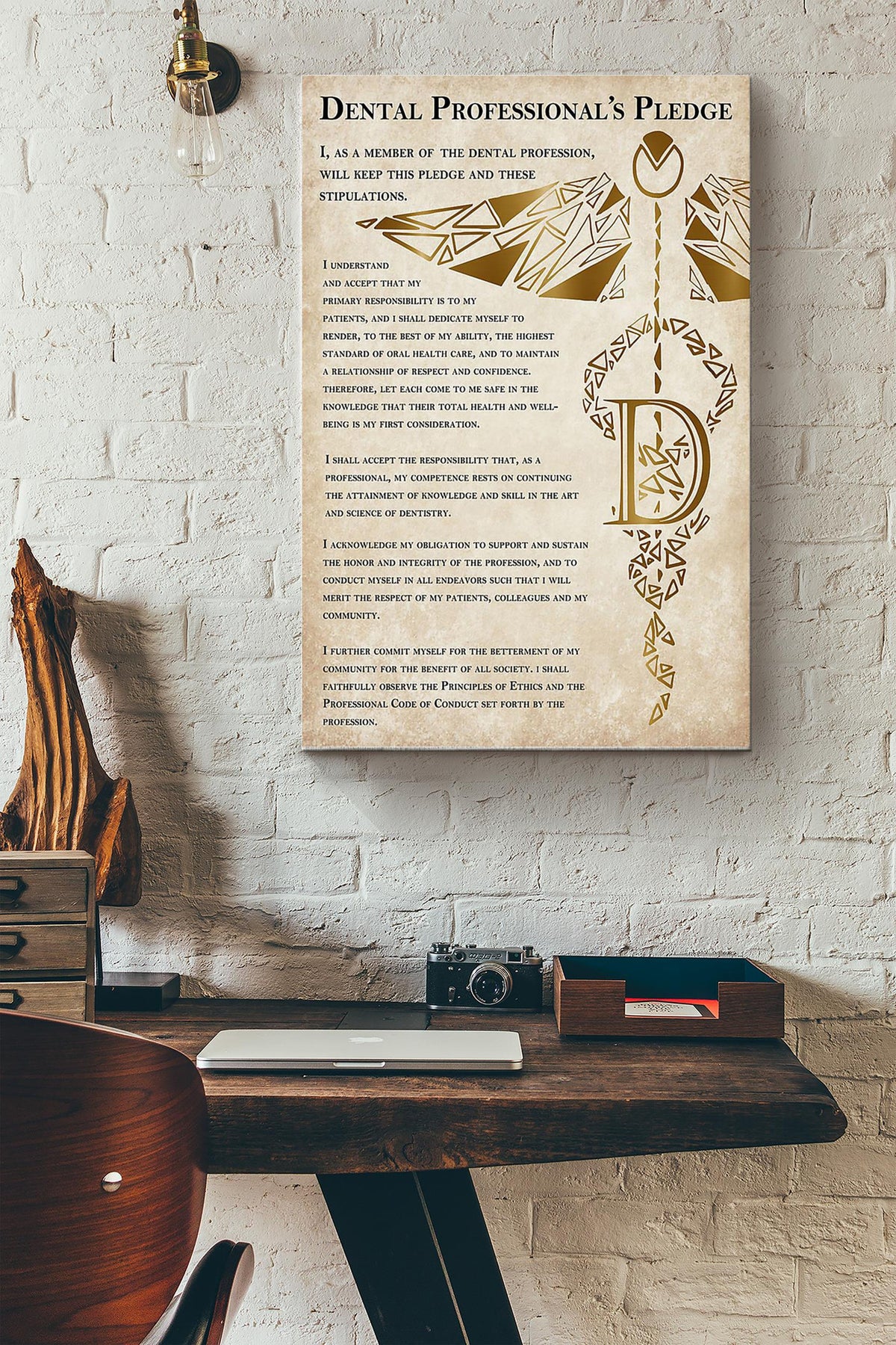 Dental Professionals Pledge Dentist Poster Canvas Gallery Wrapped Canvas Framed Gift Idea