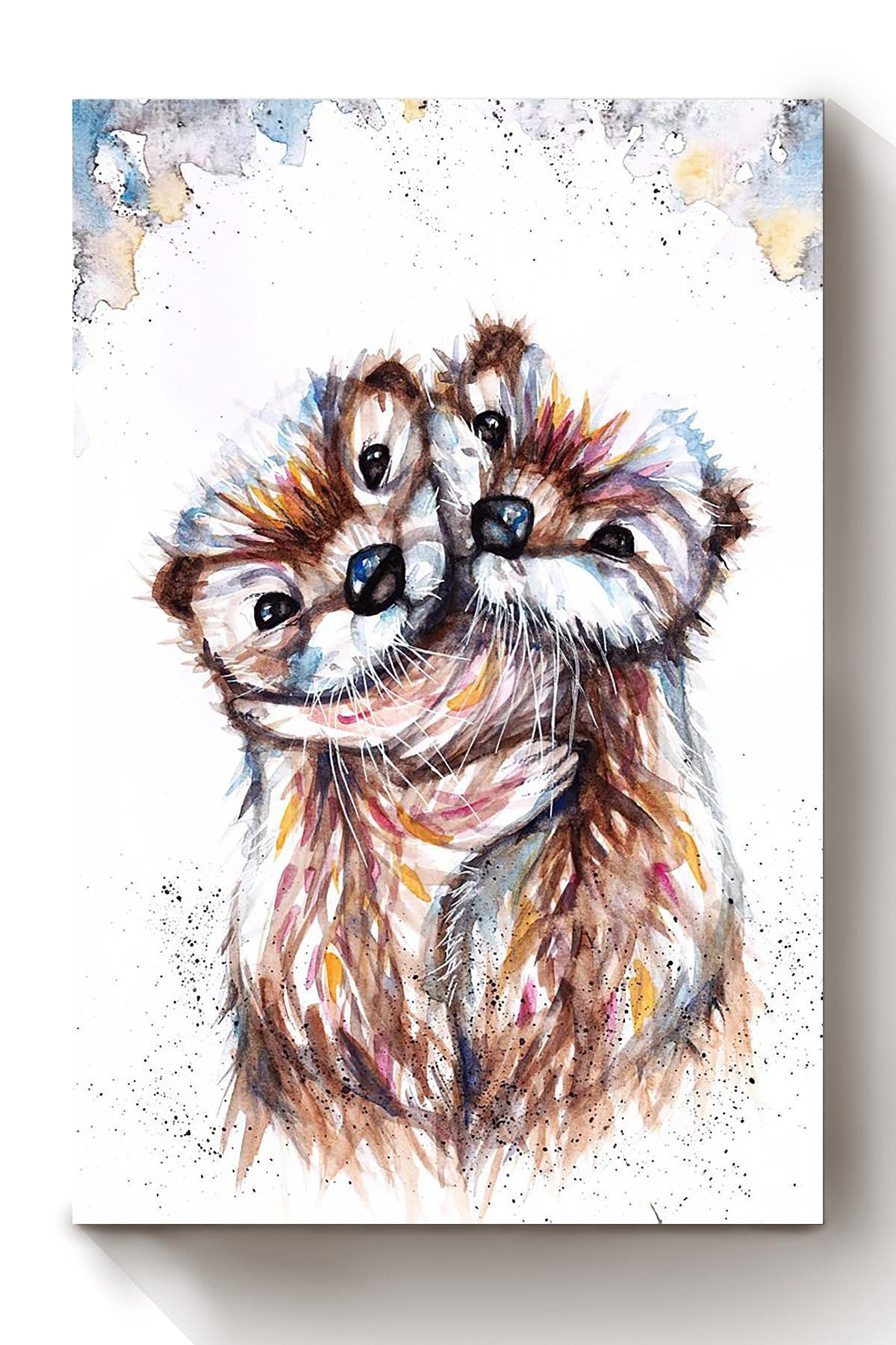 Cute Otter Couple Gift For Husband And Wife In Wedding Anniversary Valentine Canvas