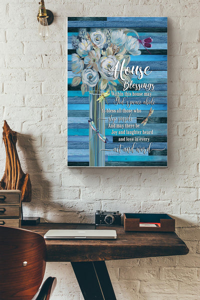 House Blessings Poster Gift For Home Decor, Flower Lover, Housewarming Canvas Gallery Wrapped Canvas Framed Gift Idea