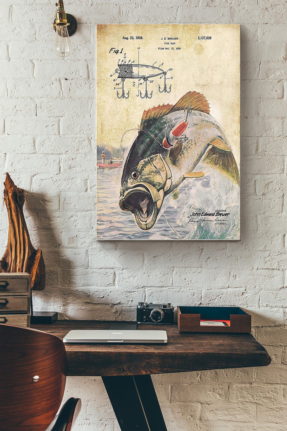 Fishing Plug Art Poster Canvas Gallery Wrapped Canvas Framed Gift Idea