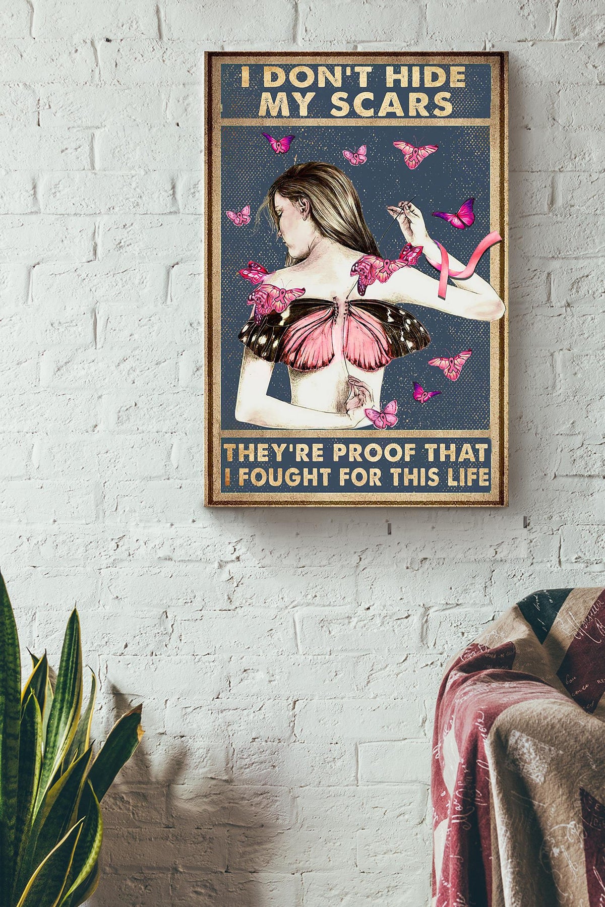 I Don't Hide My Scars Breast Cancer Warrior Breast Cancer Is A Journey Triple Negative Breast Cancer Gift For The Breast Cancer Awareness Month Canvas