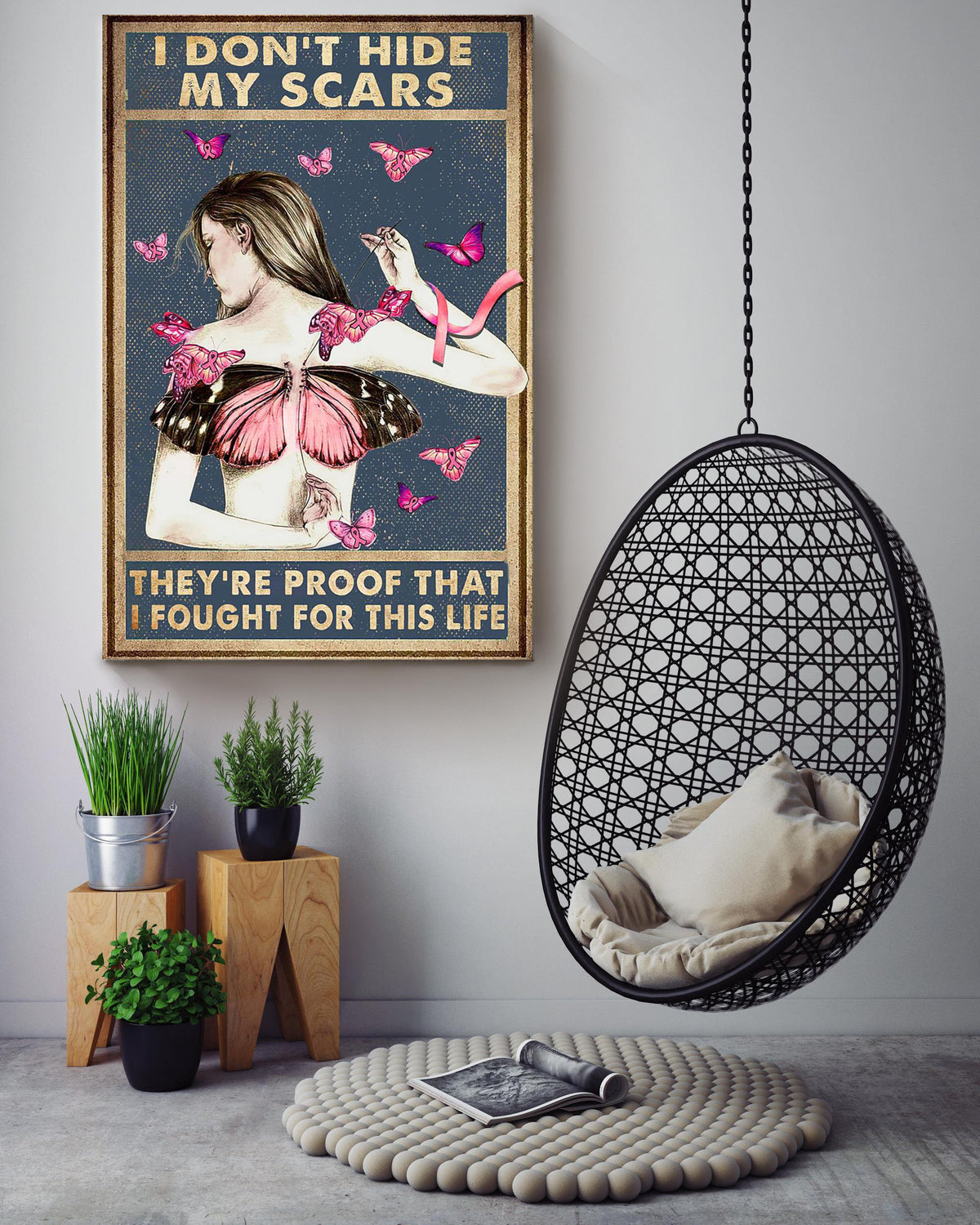 I Don't Hide My Scars Breast Cancer Warrior Breast Cancer Is A Journey Triple Negative Breast Cancer Gift For The Breast Cancer Awareness Month Canvas