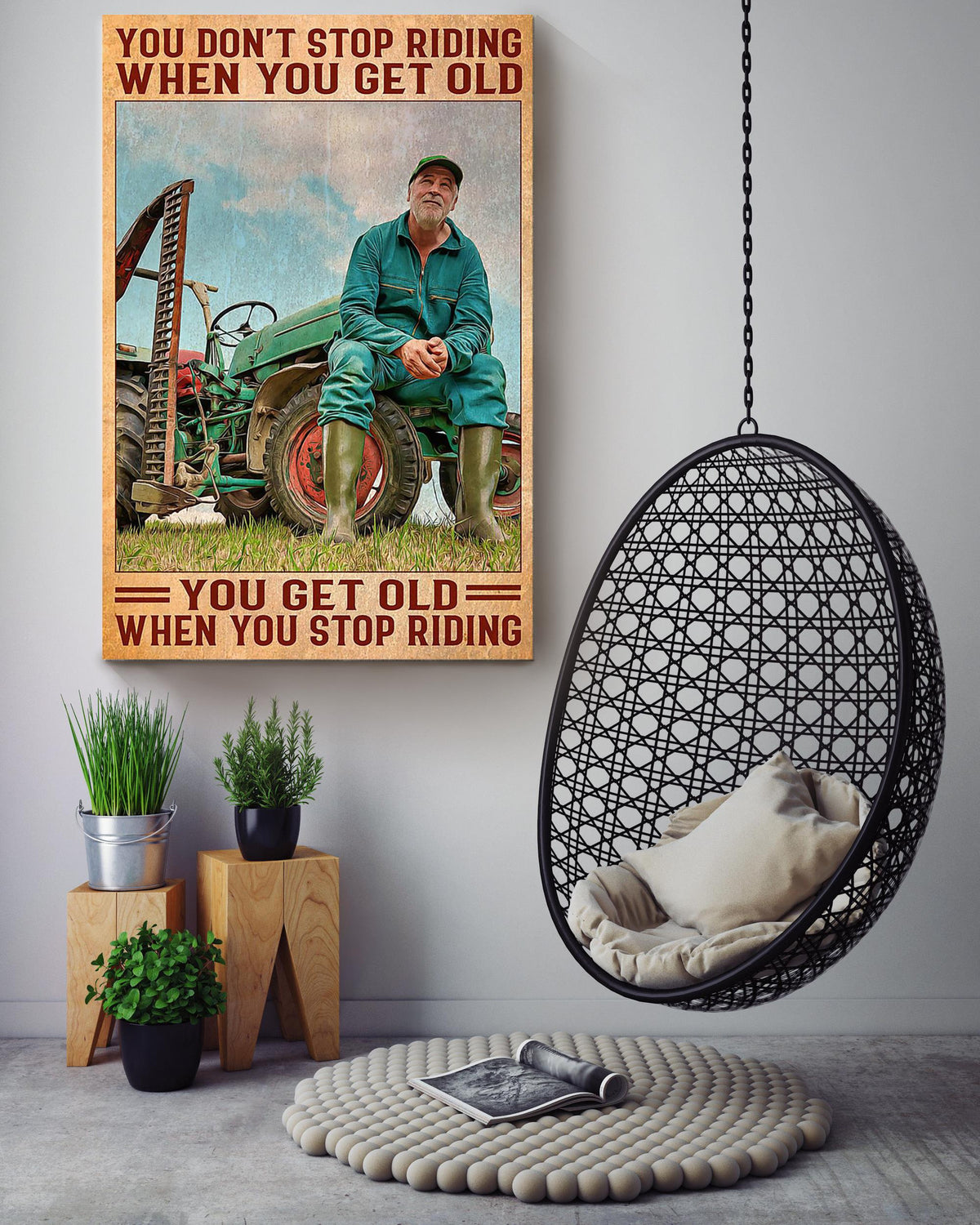 Farmer Don't Stop Riding Tractor Motivation Quote Gift For Farmer Canvas
