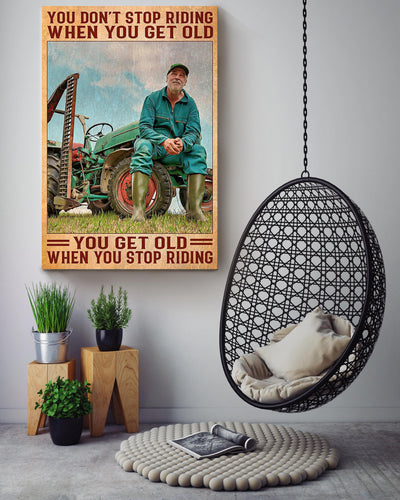 Farmer Don't Stop Riding Tractor Motivation Quote Gift For Farmer Canvas