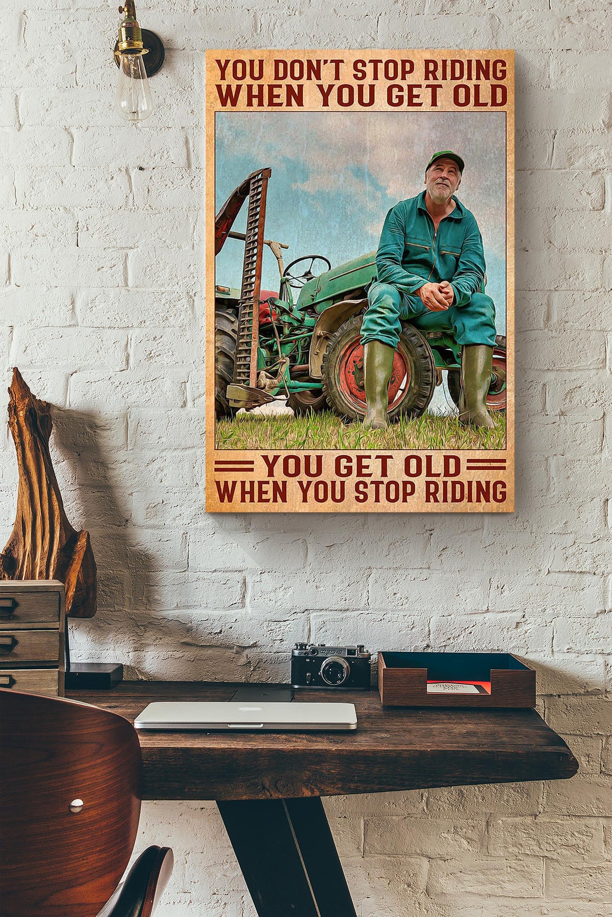 Farmer Don't Stop Riding Tractor Motivation Quote Gift For Farmer Canvas