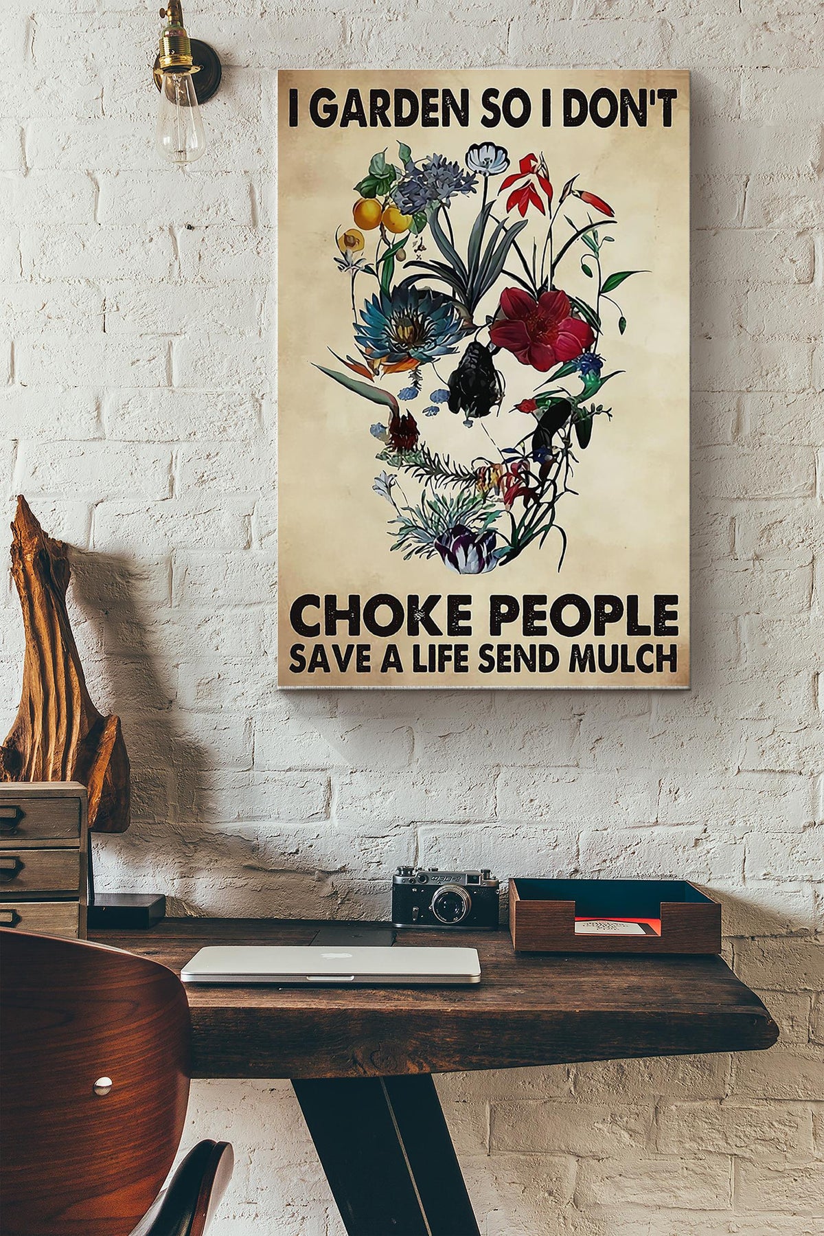 I Garden So I Dont Choke People Gardening Canvas Gallery Wrapped Canvas Framed Gift Idea