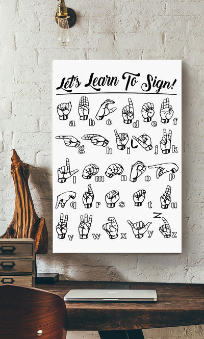 Education Lets Learn To Sign Knowledge Wall Art For Kid Nursery School Decor Canvas Gallery Wrapped Canvas Framed Gift Idea Framed Prints, Canvas