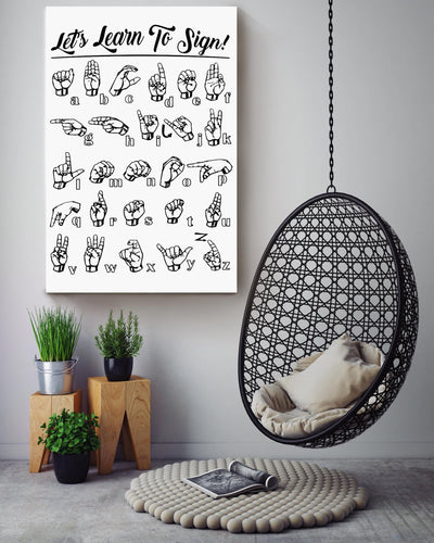 Education Lets Learn To Sign Knowledge Wall Art For Kid Nursery School Decor Canvas Gallery Wrapped Canvas Framed Gift Idea Framed Prints, Canvas