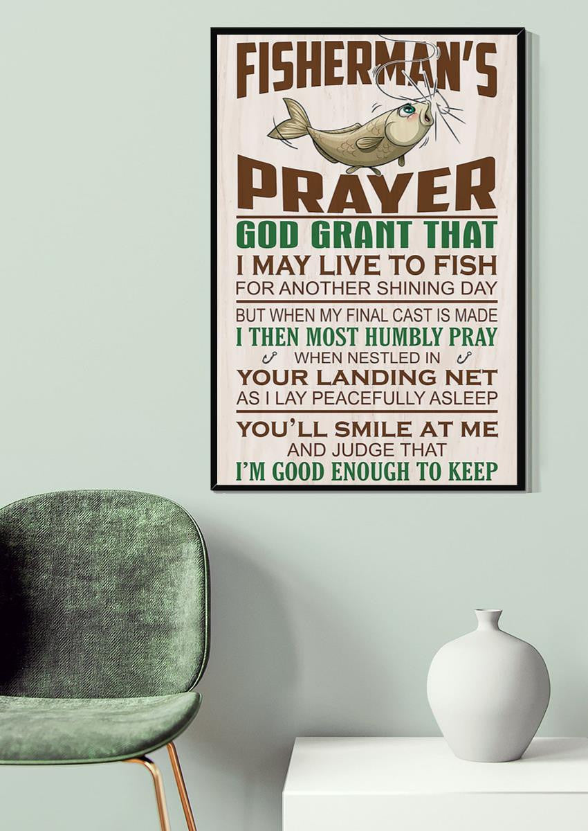 Fisherman's Prayer Fishing Wall Art For Home Decor Canvas Framed Prints, Canvas
