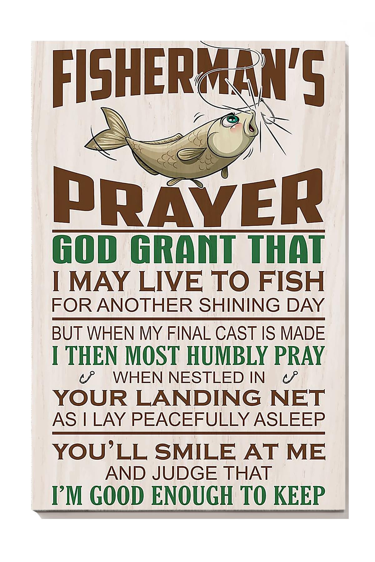 Fisherman's Prayer Fishing Wall Art For Home Decor Canvas Framed Prints, Canvas
