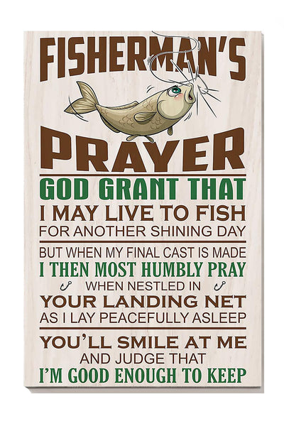 Fisherman's Prayer Fishing Wall Art For Home Decor Canvas Framed Prints, Canvas