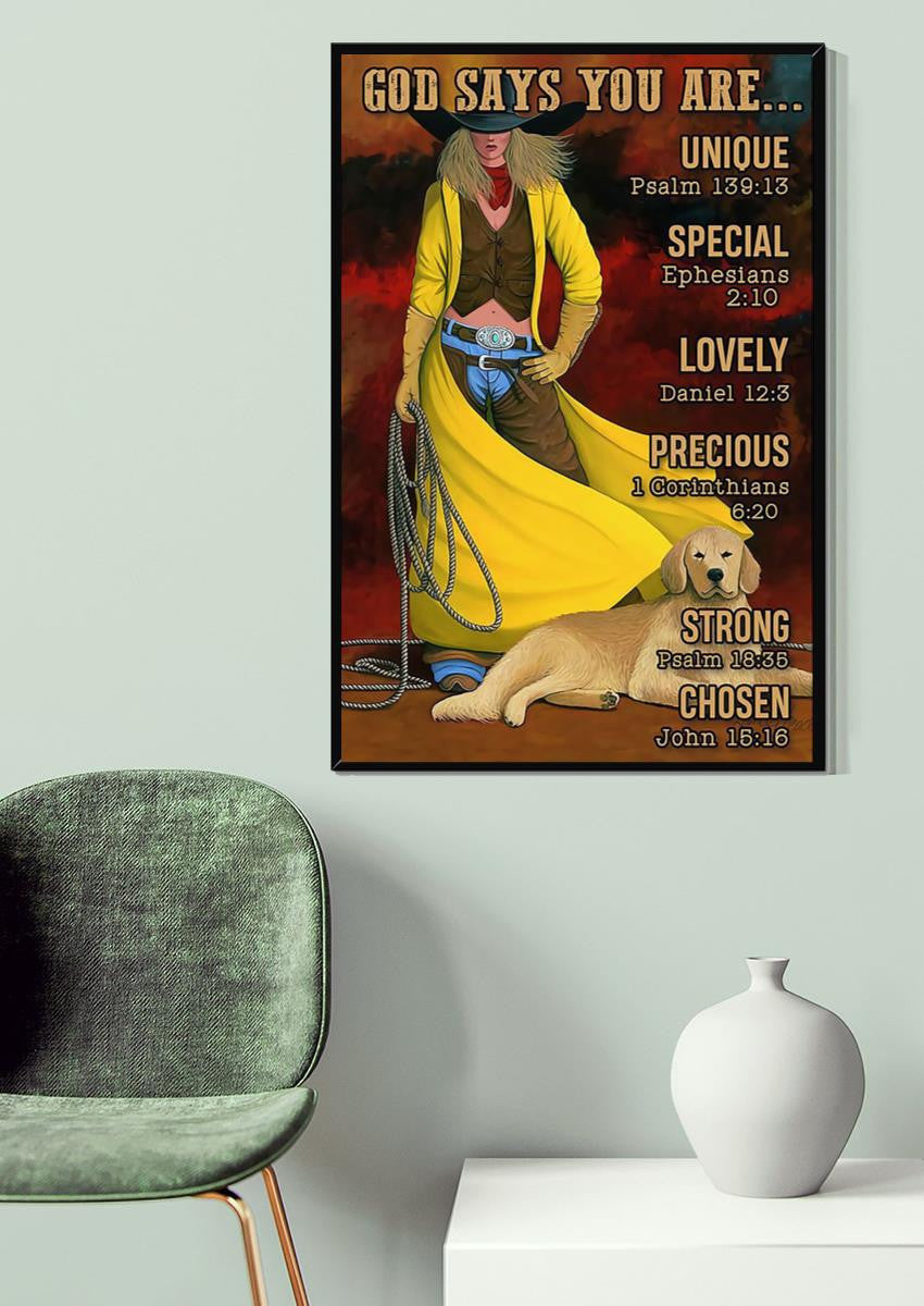God Says You Are Girl With Dog Dog Wall Art For Home Decor Canvas Gallery Wrapped Canvas Framed Gift Idea Framed Prints, Canvas