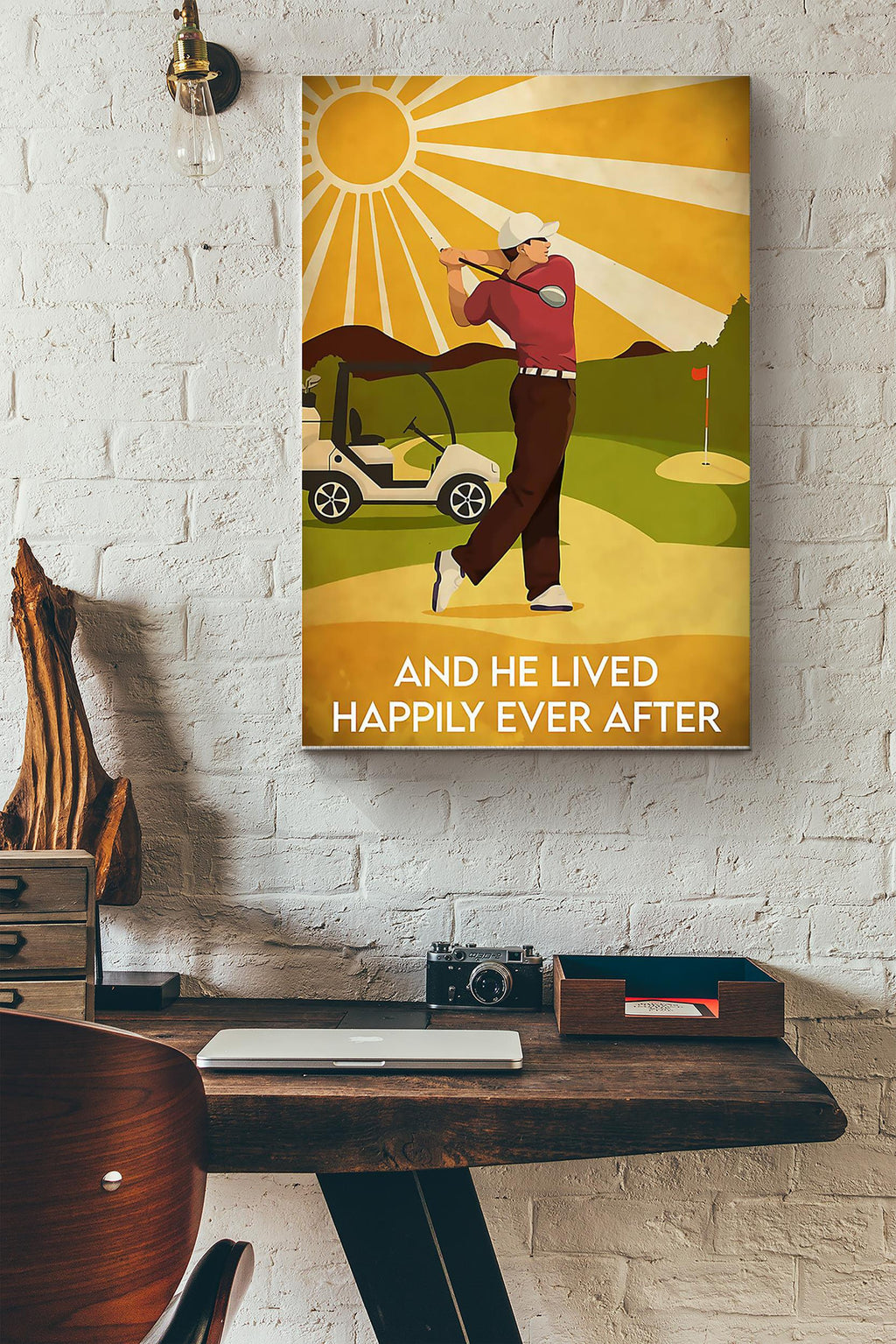 He Played Golf And He Lived Happily Ever After Golf Poster Canvas Gallery Wrapped Canvas Framed Gift Idea