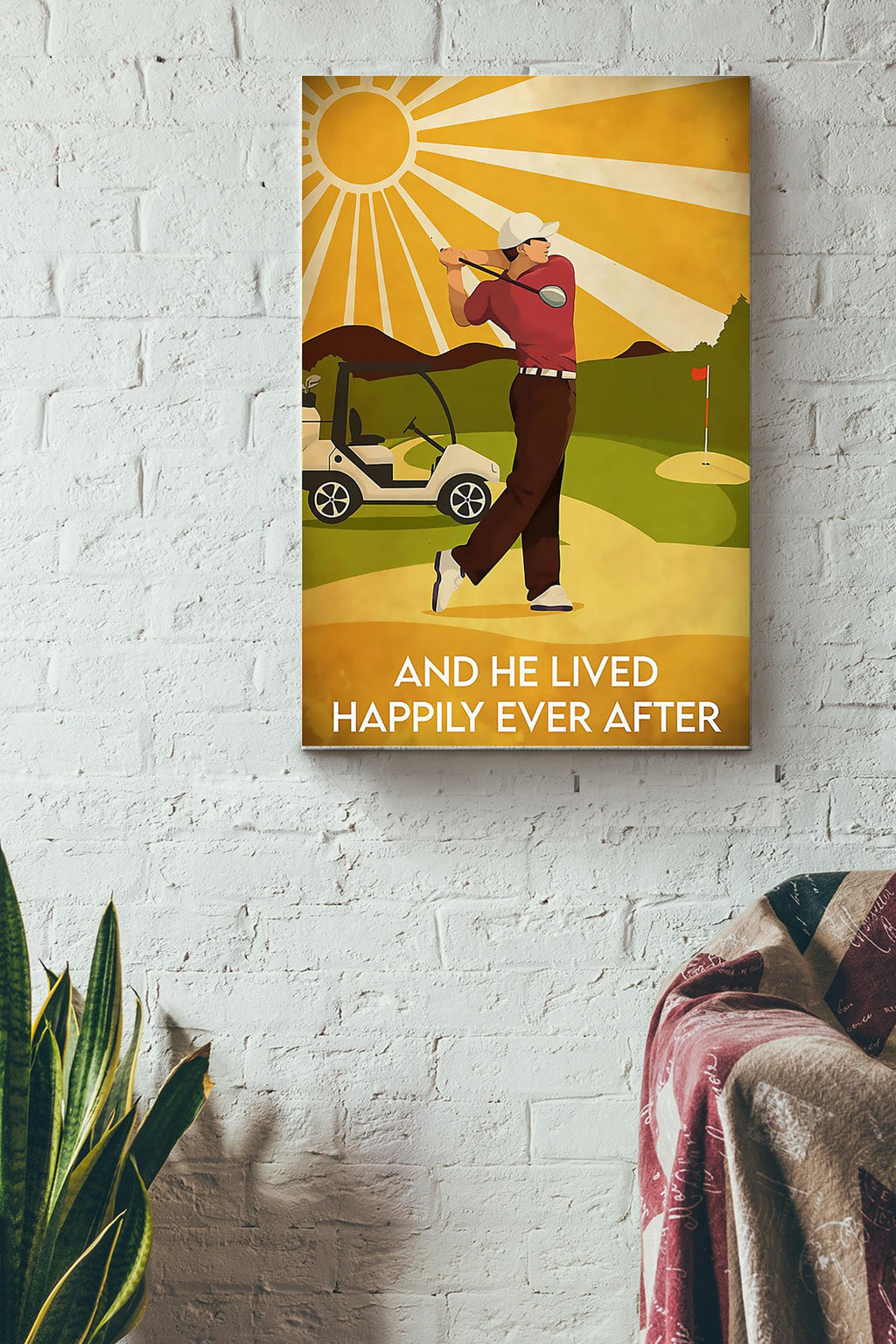 He Played Golf And He Lived Happily Ever After Golf Poster Canvas Gallery Wrapped Canvas Framed Gift Idea