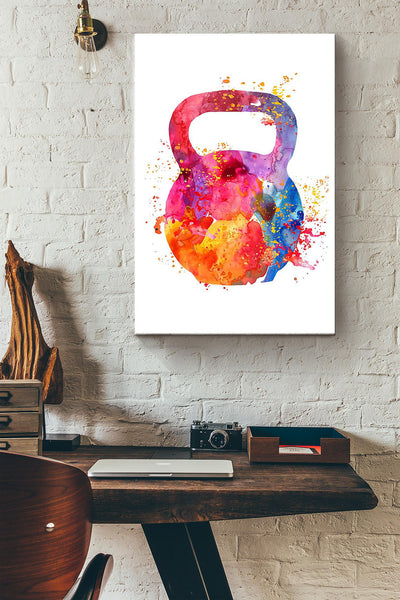 Fitness Kettle Bell Poster Canvas Gallery Wrapped Canvas Framed Gift Idea