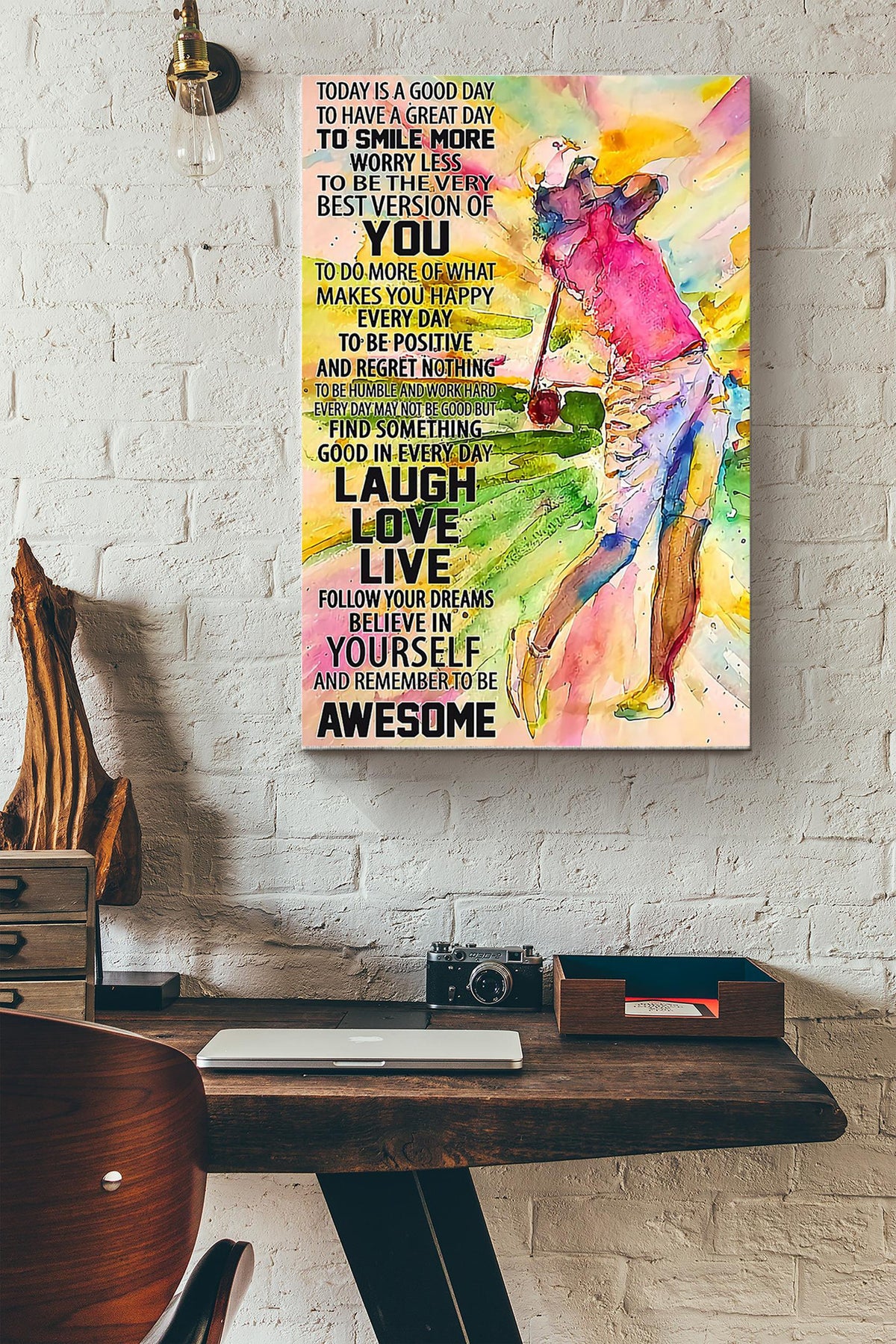 Golf Today Is A Good Day Canvas Gallery Wrapped Canvas Framed Gift Idea