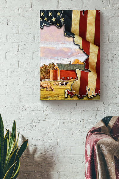 Farmer American Flag Gift For Famer Home Decor Housewarming Canvas