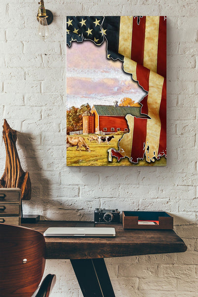 Farmer American Flag Gift For Famer Home Decor Housewarming Canvas