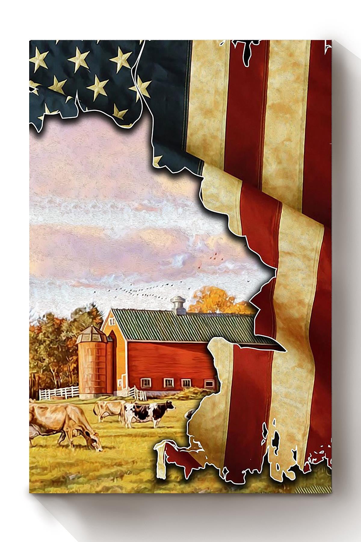 Farmer American Flag Gift For Famer Home Decor Housewarming Canvas