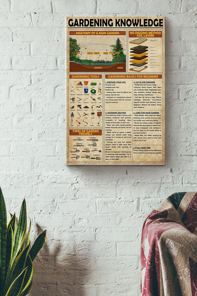 Gardening Knowledge Things You Need To Know About Gardening Poster Canvas Gallery Wrapped Canvas Framed Gift Idea