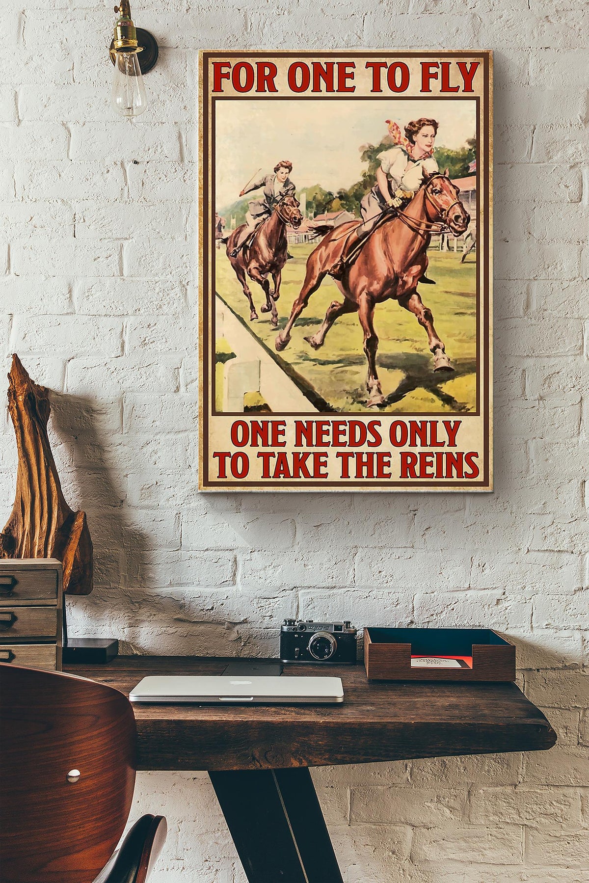 Cowgirl For One To Fly Poster - Animal Wall Art - Gift For Horse Lover Horse Rider Cowboy Farmhouse Decor Canvas Gallery Wrapped Canvas Framed Gift Idea Framed Prints, Canvas