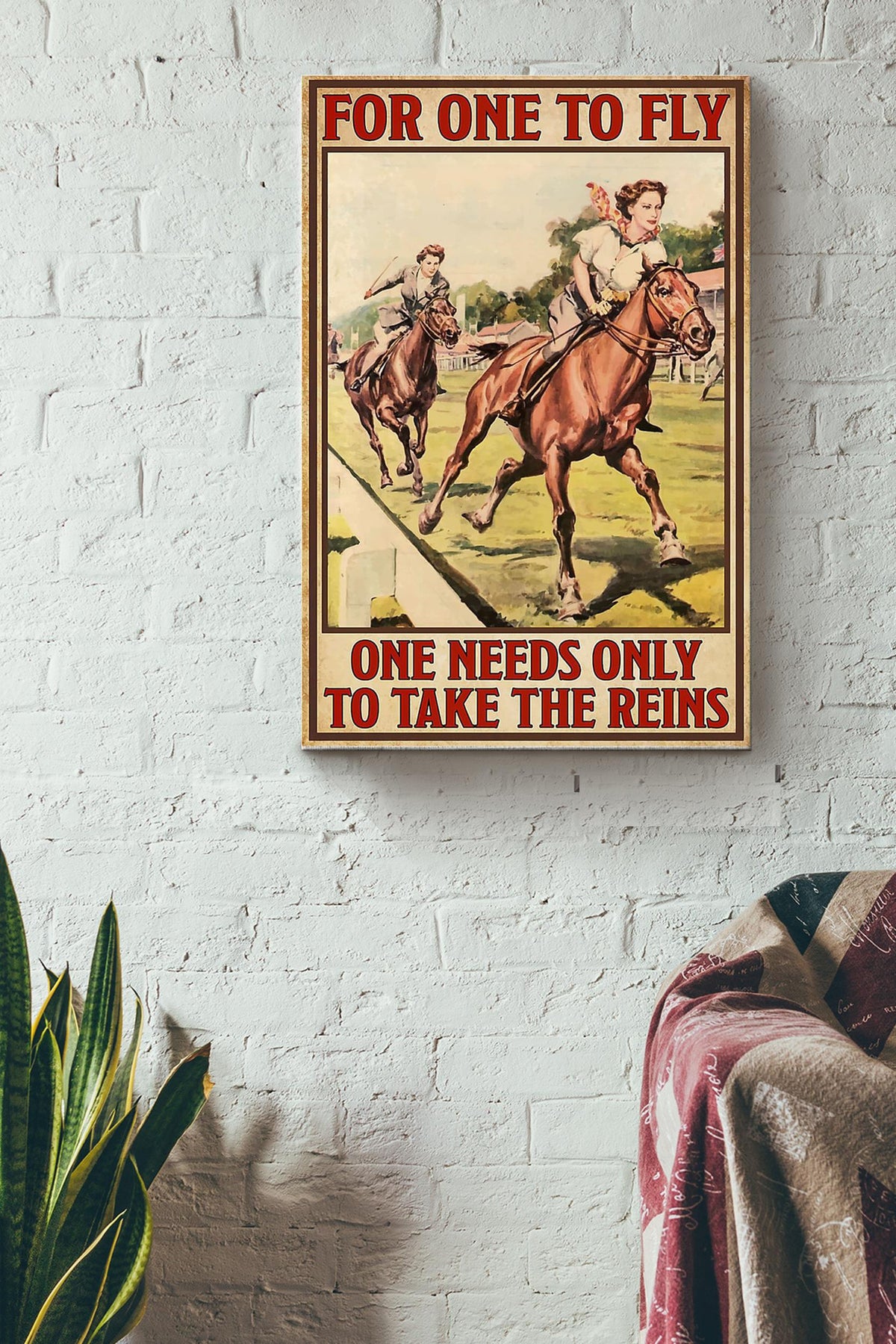 Cowgirl For One To Fly Poster - Animal Wall Art - Gift For Horse Lover Horse Rider Cowboy Farmhouse Decor Canvas Gallery Wrapped Canvas Framed Gift Idea Framed Prints, Canvas