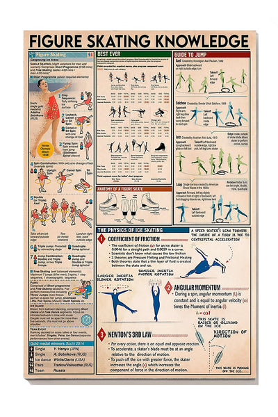 Figure Skating Knowledge Wall Art Gift For Skater Skating Rink Decor Canvas Gallery Wrapped Canvas Framed Gift Idea Framed Prints, Canvas