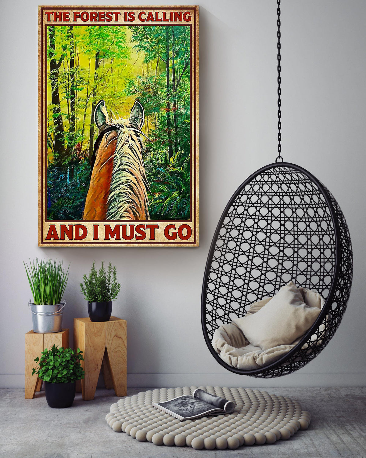 Cowgirl The Forest Is Calling I Must Go Running Horse Wall Art Gift For Horse Lover Horseback Rider Cowboy Canvas Framed Prints, Canvas