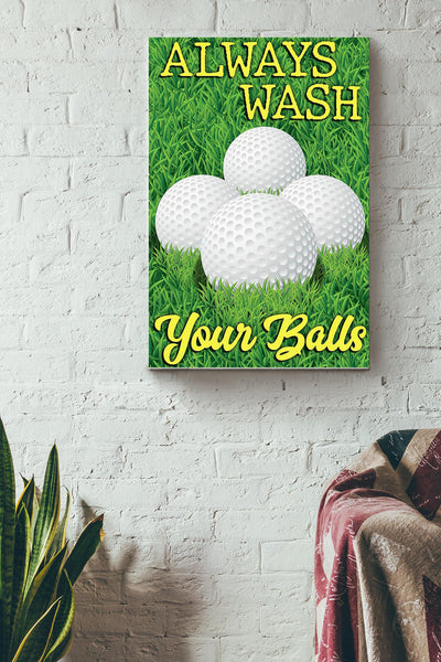 Golf Wash Your Ball Canvas Gallery Wrapped Canvas Framed Gift Idea