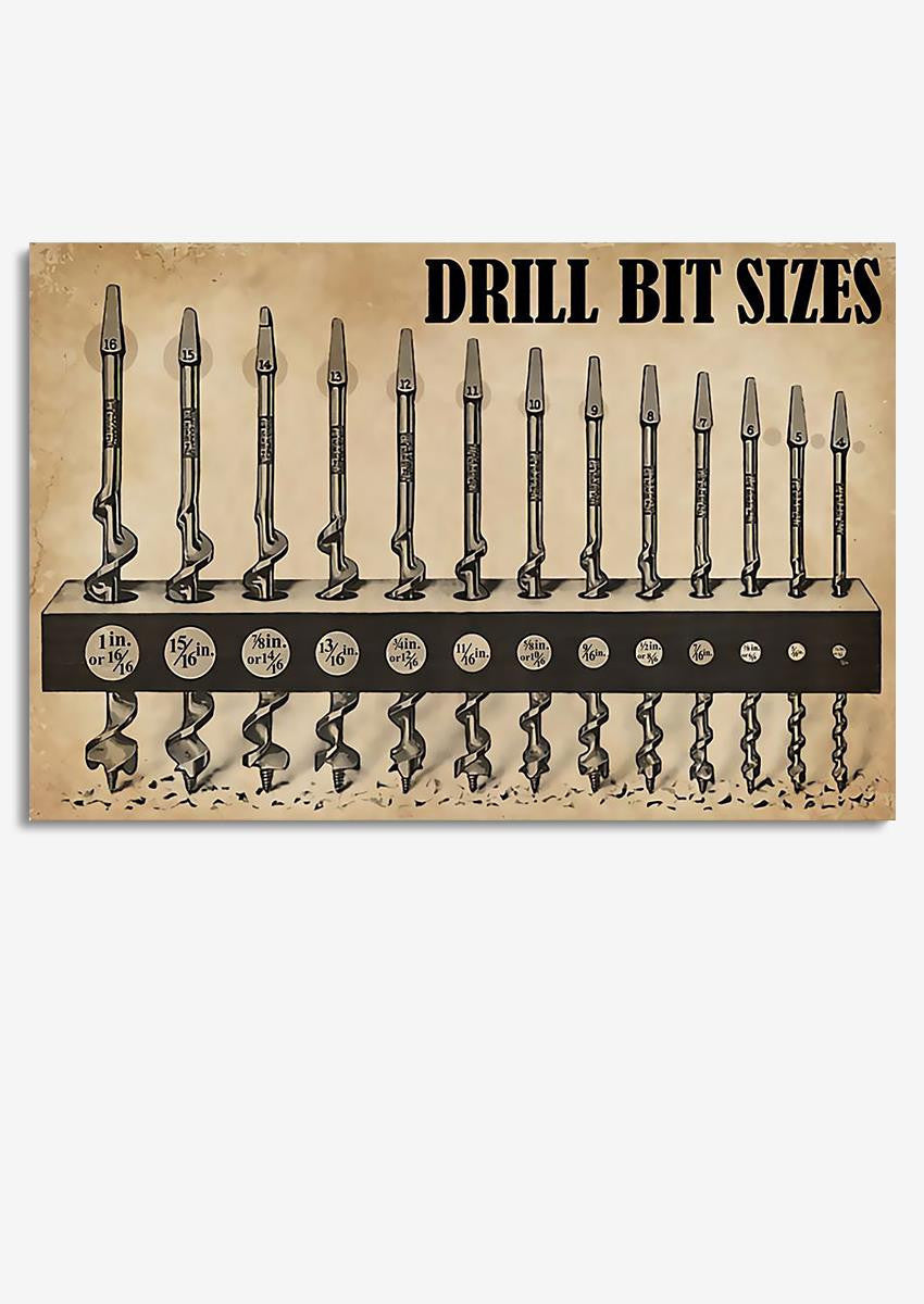 Drill Bit Sizes Mechanical Knowledge For Car Repair Shop Decor