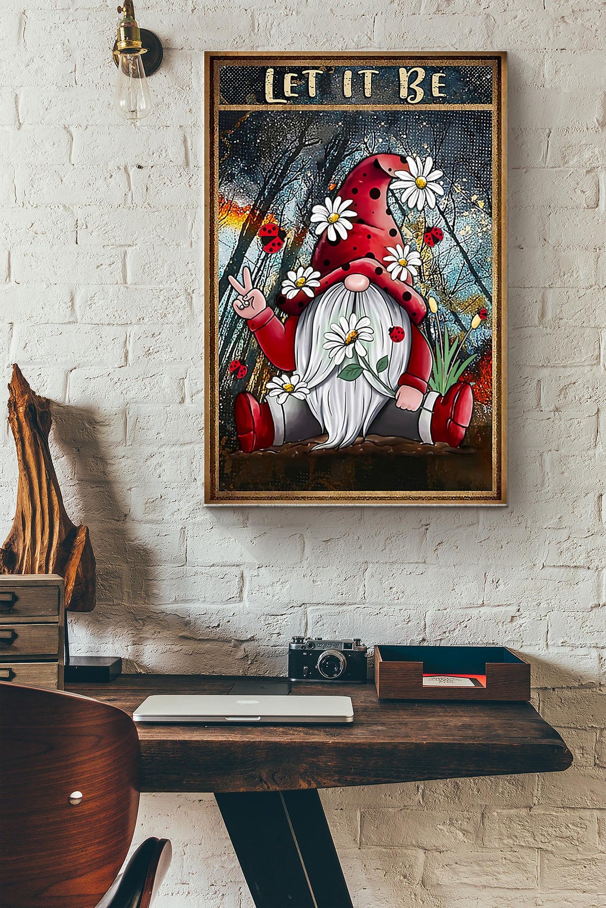 Hippie Elf With Daisy In The Forest Let It Be Poster Canvas Gallery Wrapped Canvas Framed Gift Idea