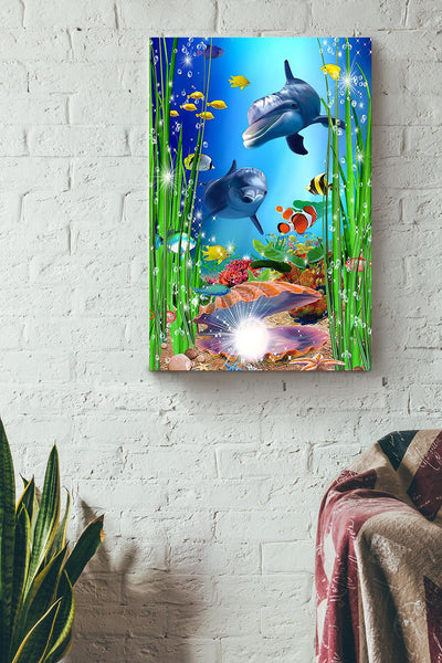 Dolphin Couple Underwater Happy Couple Gift For Dolphin Lover Canvas