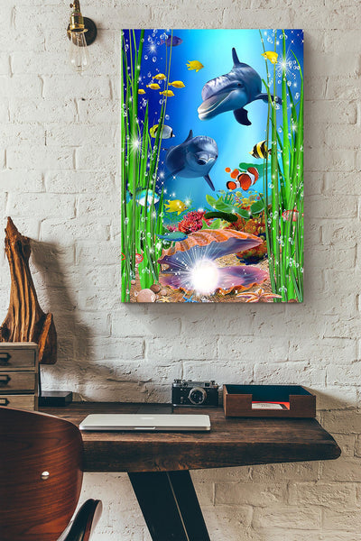 Dolphin Couple Underwater Happy Couple Gift For Dolphin Lover Canvas