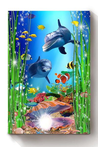 Dolphin Couple Underwater Happy Couple Gift For Dolphin Lover Canvas