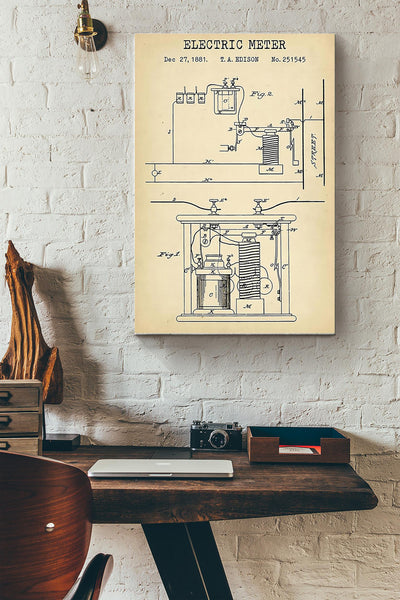 Electric Meter Poster Canvas Gallery Wrapped Canvas Framed Gift Idea