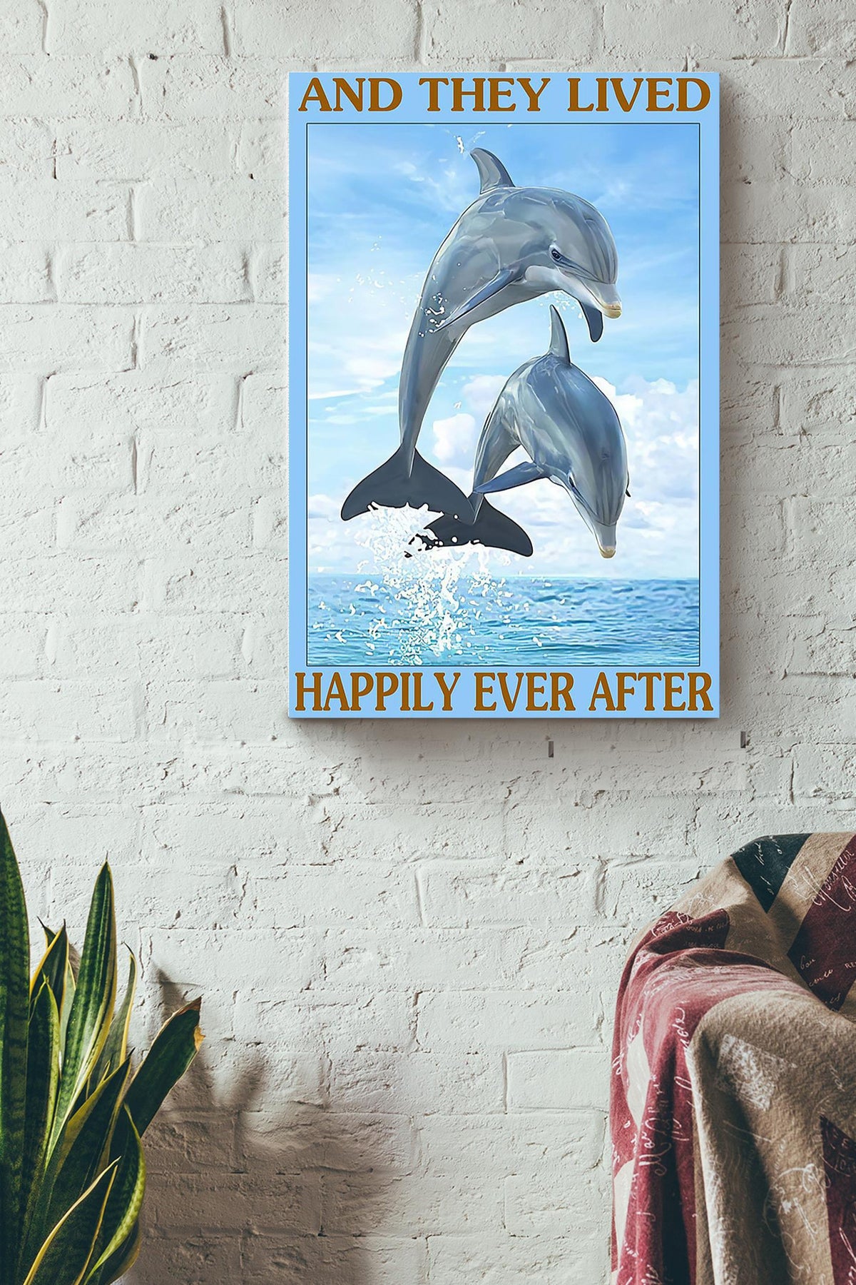 Dolphin Couple They Lived Happily Ever After Gift For Wedding Anniversary Husband And Wife Canvas