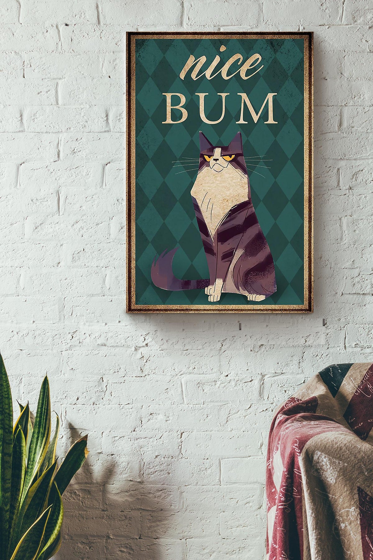 Funny Cat Nice Bum Vintage Retro Gift For Cat Lover Canvas