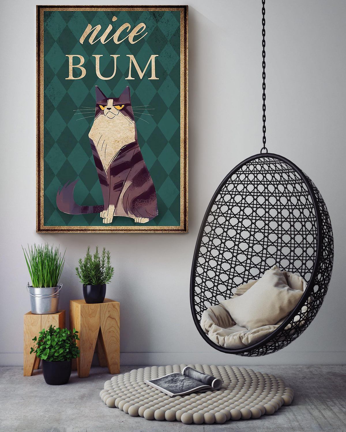 Funny Cat Nice Bum Vintage Retro Gift For Cat Lover Canvas