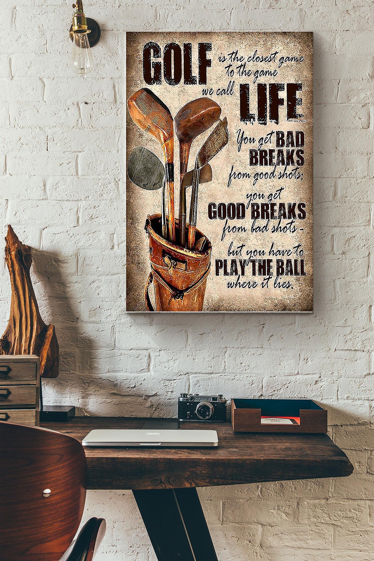 Golf The Closest Game Canvas Gallery Wrapped Canvas Framed Gift Idea