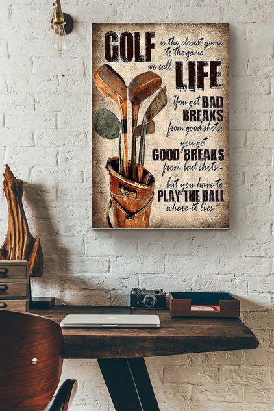 Golf The Closest Game Canvas Gallery Wrapped Canvas Framed Gift Idea