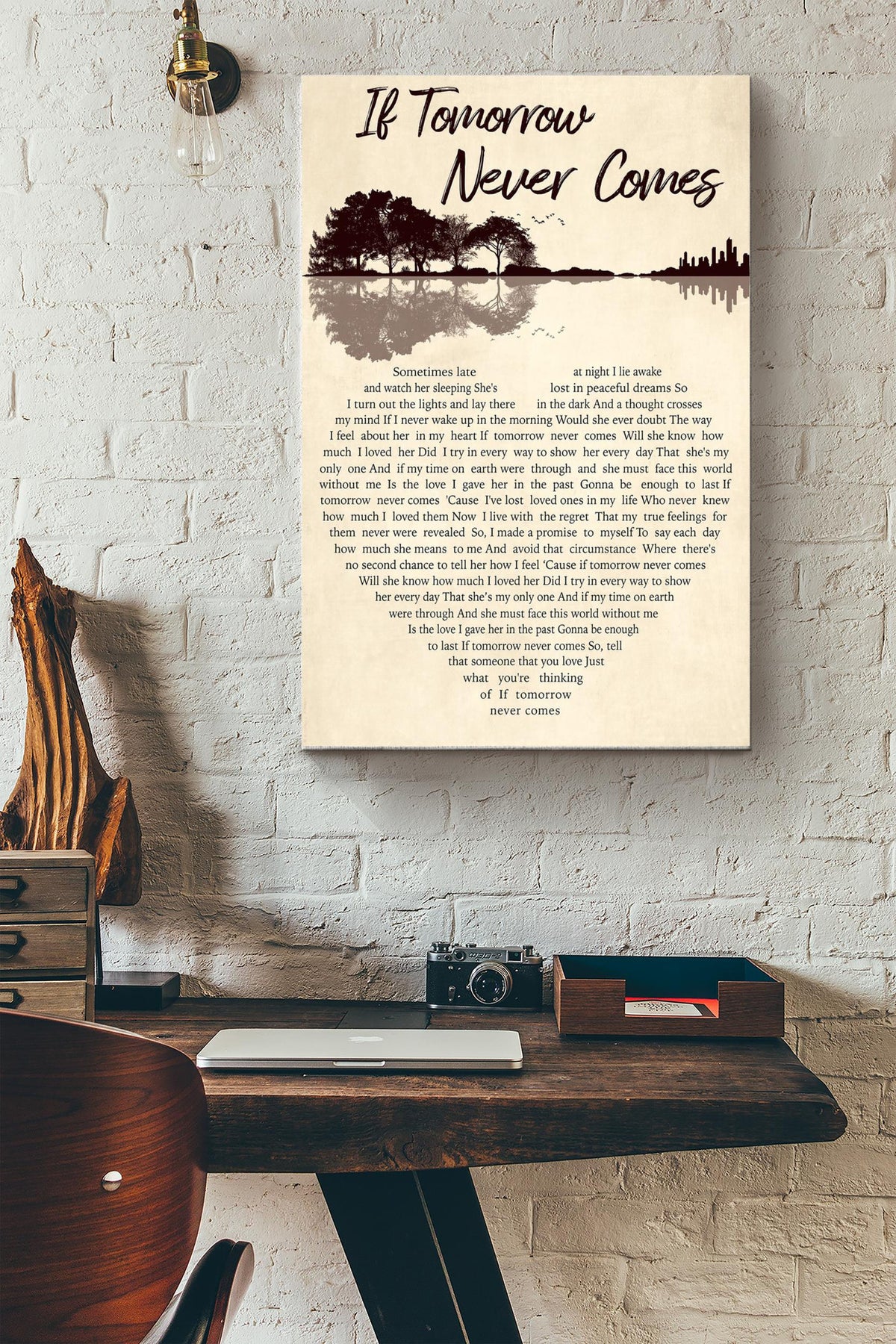 If Tomorrow Never Comes Lyrics Heart Typography Ronan Keating Poster Canvas Gallery Wrapped Canvas Framed Gift Idea