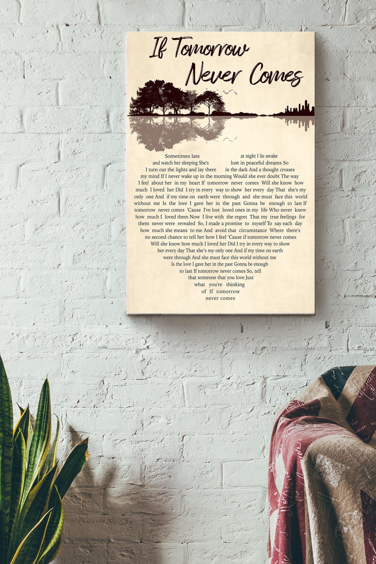 If Tomorrow Never Comes Lyrics Heart Typography Ronan Keating Poster Canvas Gallery Wrapped Canvas Framed Gift Idea
