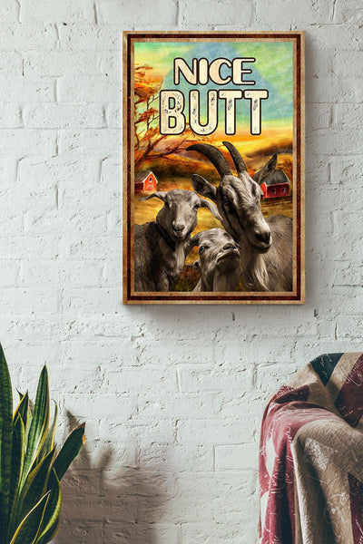 Funny Goat Nice Bum Vintage Retro Gift For Farmer Canvas