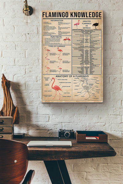 Famingo Knowledge Things You Need To Know About Flamingo Poster Canvas Gallery Wrapped Canvas Framed Gift Idea