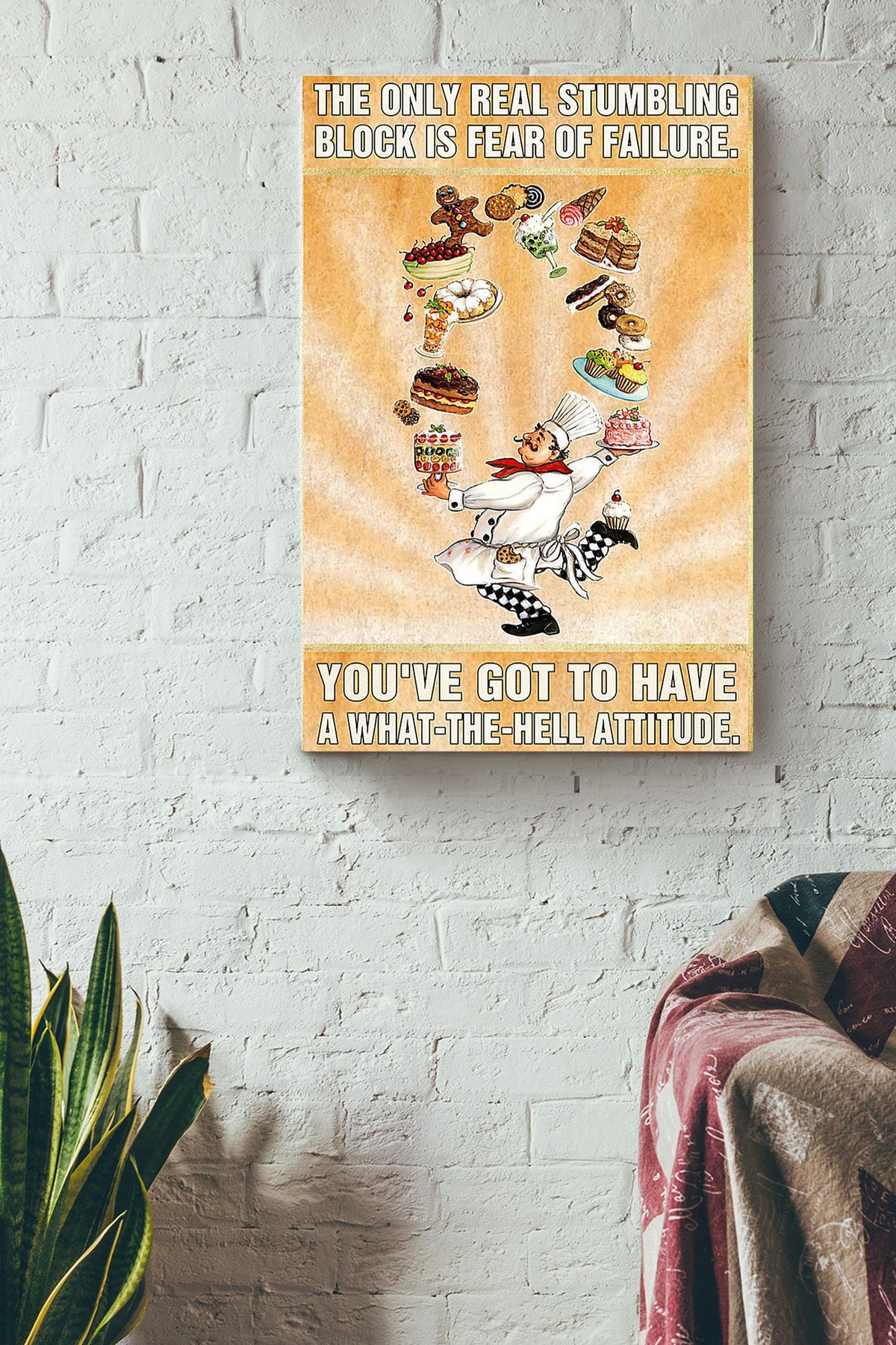 Cooking The Only Real Stumbling Block Cooking Wall Art Gift For Kitchen Decor Food Lover Canvas Framed Prints, Canvas
