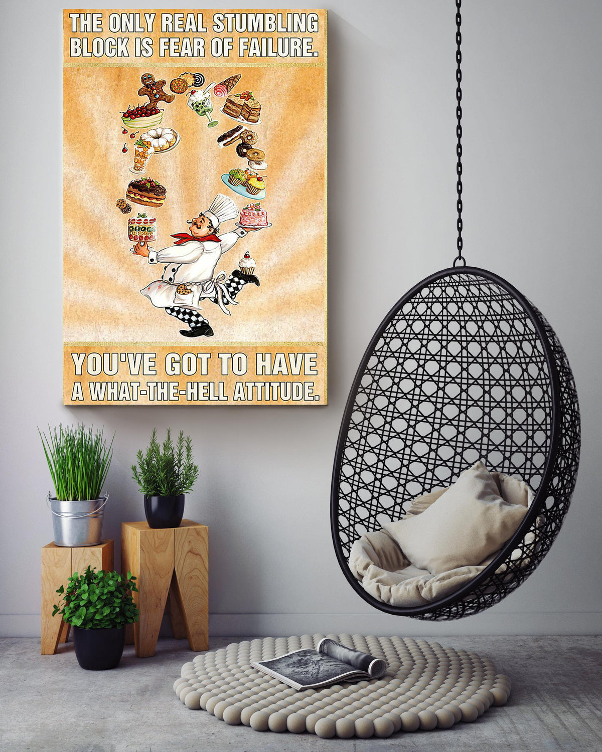 Cooking The Only Real Stumbling Block Cooking Wall Art Gift For Kitchen Decor Food Lover Canvas Framed Prints, Canvas