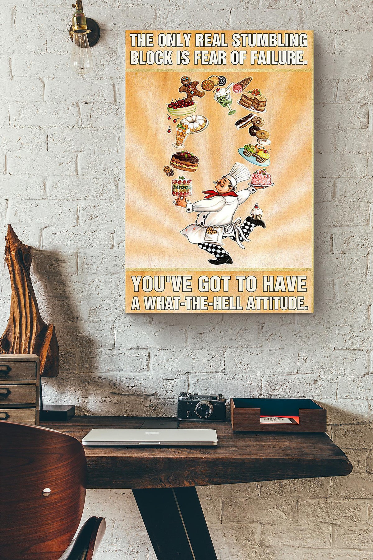 Cooking The Only Real Stumbling Block Cooking Wall Art Gift For Kitchen Decor Food Lover Canvas Framed Prints, Canvas